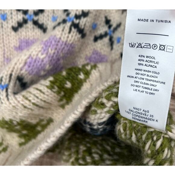 NN07 Stein Holiday Crewneck Sweater Ecru Multi Size Medium - Picture 6 of 6